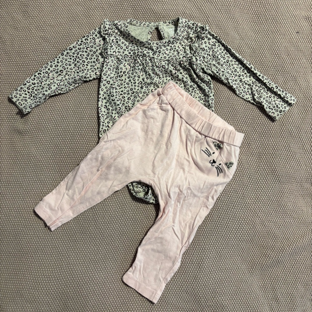 Carter's Gray and Pink Leopard Print One Piece Set
